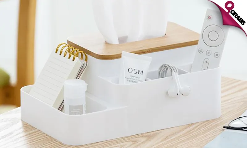 2-in-1 Wooden Tissue Box & Desk Organizer!